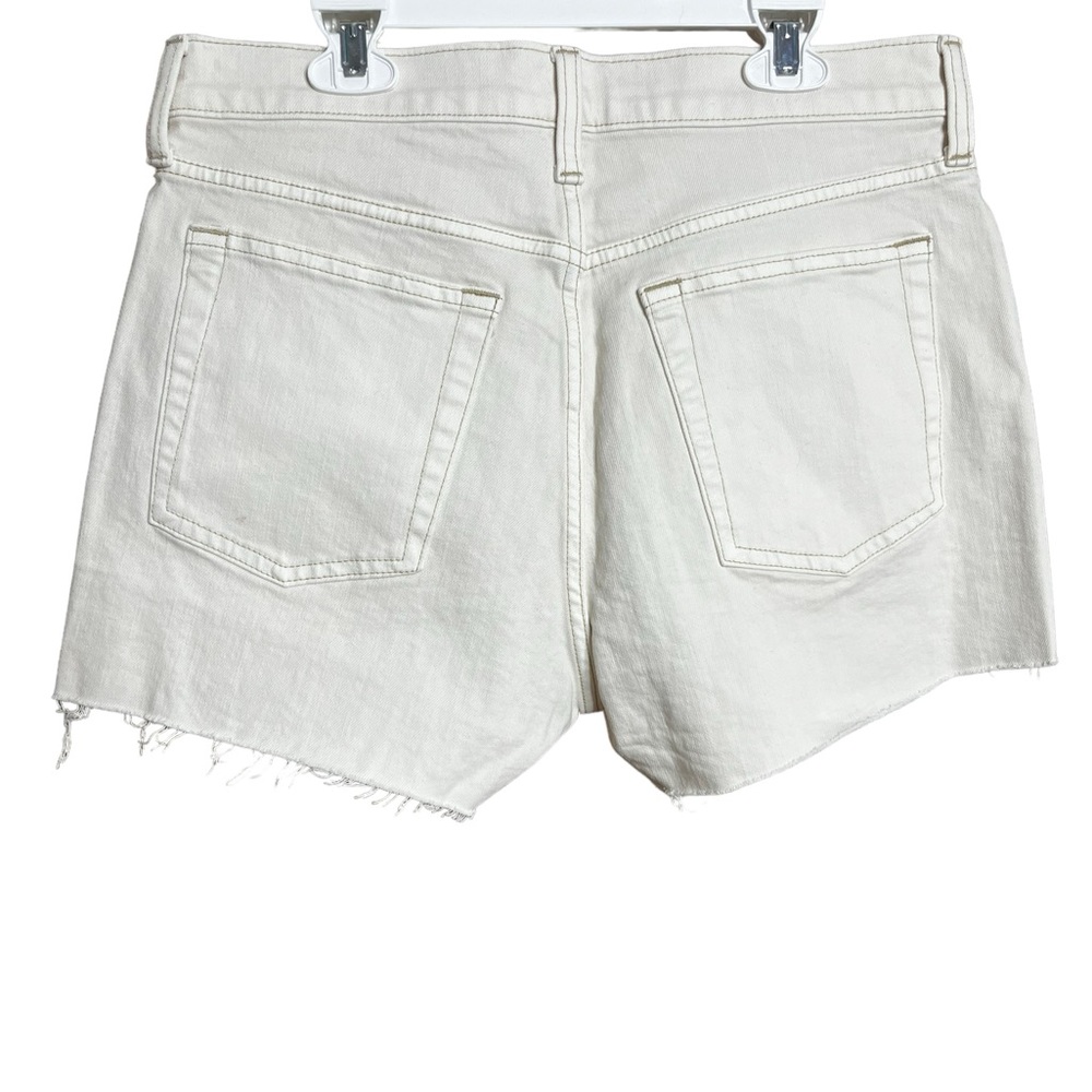 GAP Cheeky High Rise Denim Shorts Off White Cream Frayed Hem Size 10 - Picture 6 of 15